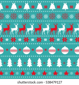Decorative Reindeer Vector Pattern Merry Christmas And Happy New Year. Design Illustration Background Winter Holiday Repeat Ornament Print