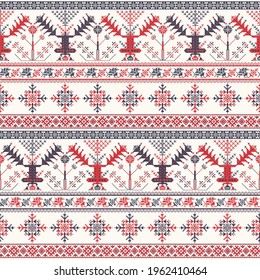 Decorative repeating pattern inspired by traditional Russian embroidery