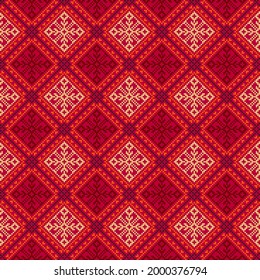 Decorative repeating pattern inspired by traditional Russian embroidery