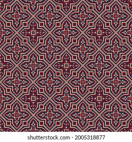 Decorative repeating pattern inspired by traditional Russian embroidery