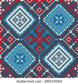 Decorative repeating pattern inspired by traditional Russian embroidery