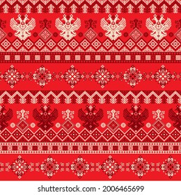 Decorative repeating pattern inspired by traditional Russian embroidery