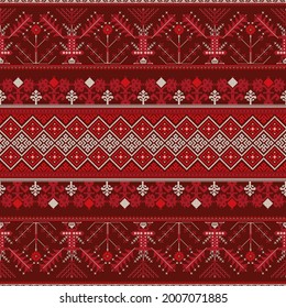 Decorative repeating pattern inspired by traditional Russian embroidery