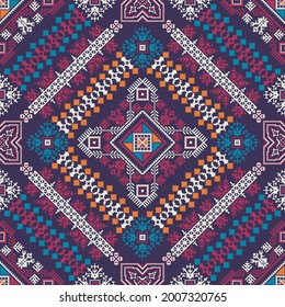 Decorative repeating pattern inspired by traditional Russian embroidery