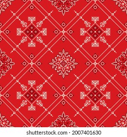 Decorative repeating pattern inspired by traditional Russian embroidery