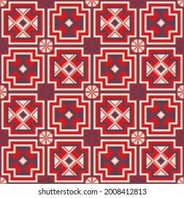 Decorative repeating pattern inspired by traditional Russian embroidery