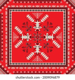 Decorative repeating pattern inspired by traditional Russian embroidery