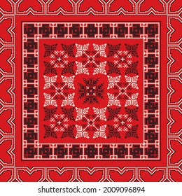 Decorative repeating pattern inspired by traditional Russian embroidery