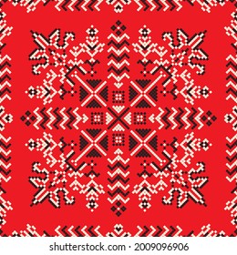 Decorative repeating pattern inspired by traditional Russian embroidery
