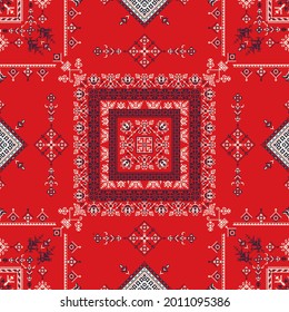 Decorative repeating pattern inspired by traditional Russian embroidery