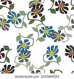 Decorative retro abstract flower seamless pattern. Vintage stylized flowers background. For fabric design, textile print, wrapping paper, cover. Vector illustration