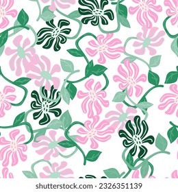 Decorative retro abstract flower seamless pattern. Vintage stylized flowers background. For fabric design, textile print, wrapping paper, cover. Vector illustration