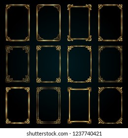 Decorative retro calligraphic frames in gold