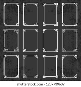 Decorative retro calligraphic frames on chalkboard