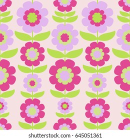 Decorative retro flowers. Seamless vector pattern.