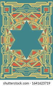 Decorative retro frame made of geometric elements, art deco style.