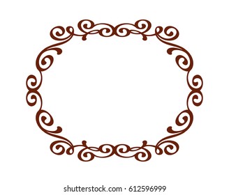 Decorative retro frames .Vector illustration. Brown on white. 