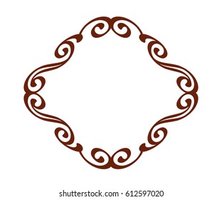 Decorative retro frames .Vector illustration. Brown on white. 