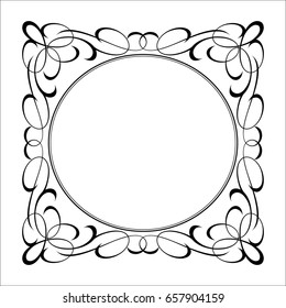 Decorative retro frames .Vector illustration. Black on white.