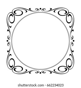 Decorative retro frames .Vector illustration.Black on white.