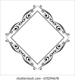 Decorative retro frames .Vector illustration.Black  on white. 