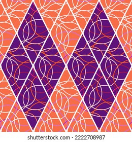 Decorative rhombus abstract lines tile ornament. Arabic style mosaic seamless pattern. Design for fabric, textile print, wrapping paper, cover. Vector illustration