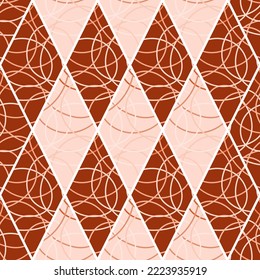 Decorative rhombus abstract lines tile ornament. Arabic style mosaic seamless pattern. Design for fabric, textile print, wrapping paper, cover. Vector illustration