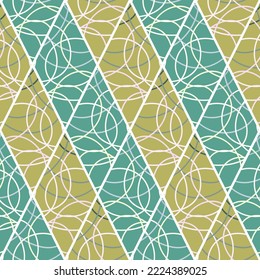 Decorative rhombus abstract lines tile ornament. Arabic style mosaic seamless pattern. Design for fabric, textile print, wrapping paper, cover. Vector illustration