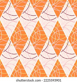 Decorative rhombus abstract lines tile ornament. Arabic style mosaic seamless pattern. Design for fabric, textile print, wrapping paper, cover. Vector illustration