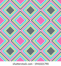 Decorative  rhombus shapes geometric seamless pattern. Argyle textile print. Interior swatch. Rhombus shapes argyle design.