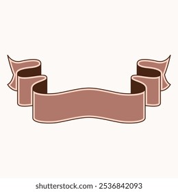 A decorative ribbon banner in a brown color, designed for text or graphic embellishment.