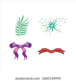 Decorative ribbon banner with floral artistic embellishments Blue floral and abstract artistic decorative elements