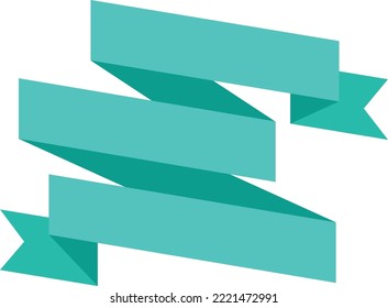 Decorative ribbon banner. Green paper origami flag