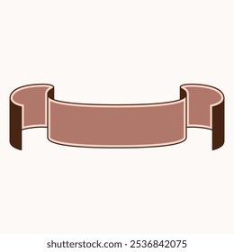 A decorative ribbon banner in a simple design, suitable for text or labeling purposes.
