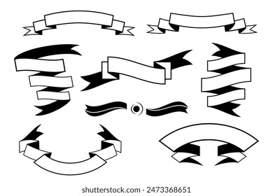 Decorative Ribbon Bundle set vector clip art element isolated design editable