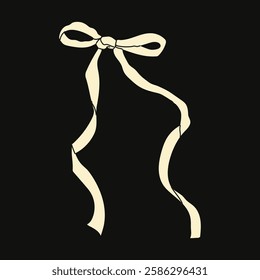 Decorative ribbon in a classic bow shape floating against a dark background