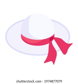 A decorative ribbon hat icon, editable vector 