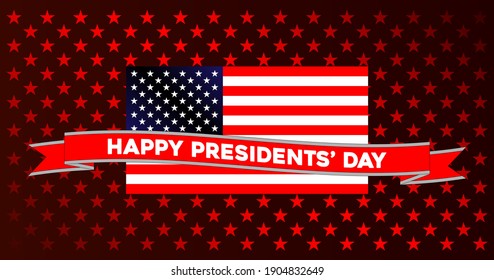 decorative ribbon in honor of the president's day on the background of the american flag