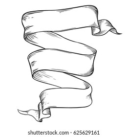 Decorative ribbon with place for your text. Vector hand drawn element in vintage style
