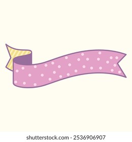 A decorative ribbon with polka dots and a striped end, suitable for design projects.