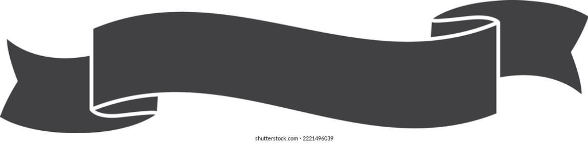 Desplazamiento de cinta decorativa. Plantilla de banner vacía en negro