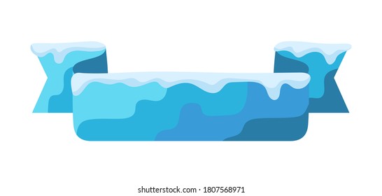 Decorative ribbon with snow. Winter stylized illustration.