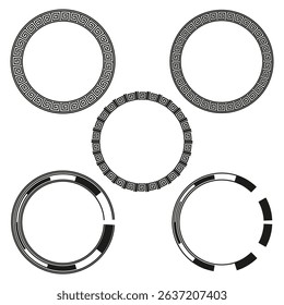 Decorative ring circle. Round element shapes. Geometric ornament rings. Vector outline form.