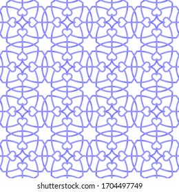 Decorative romantic abstract seamless pattern with hearts on a white background. Geometrical background. Vector illustration.
