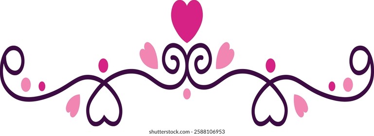 Decorative Romantic Divider. Isolated Vector Illustration in Drawing Style.