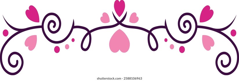Decorative Romantic Divider. Isolated Vector Illustration in Drawing Style.