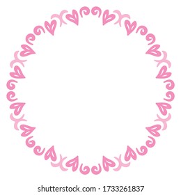Decorative romantic frame of hearts. Vector illustration