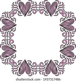 Marco romántico decorativo de corazones. Ilustración del vector