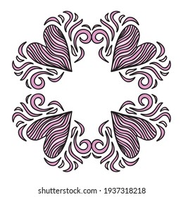 Decorative romantic frame of hearts. Vector illustration