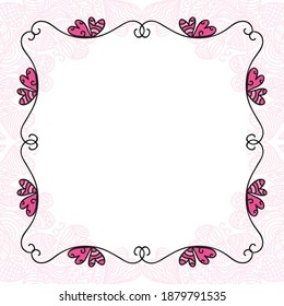 Decorative romantic frame. Vector illustration